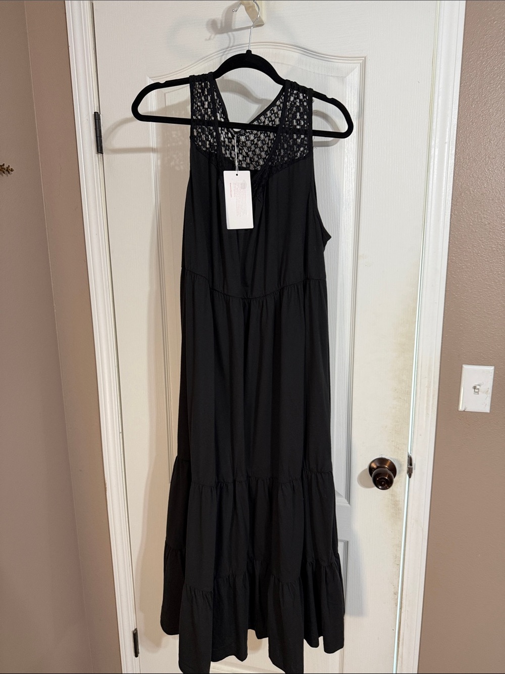 BloomChic Black Crochet Yoke Maxi Dress